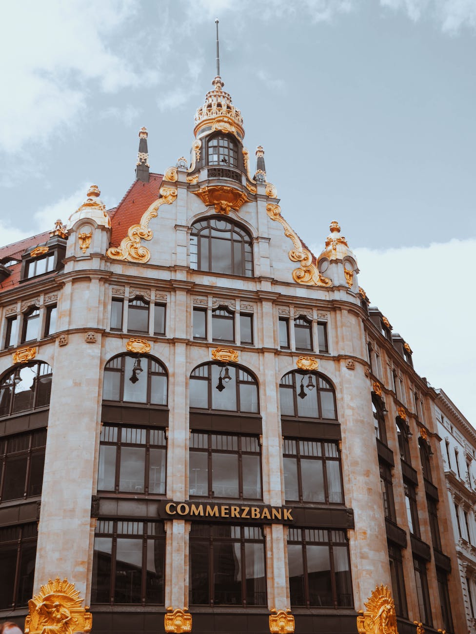 front view of commerzbank building at thomaskirchhof in leipzig germany