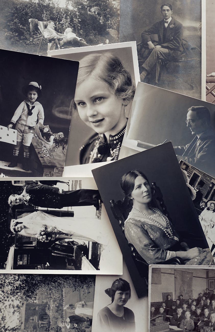 grayscale photo of old pictures
