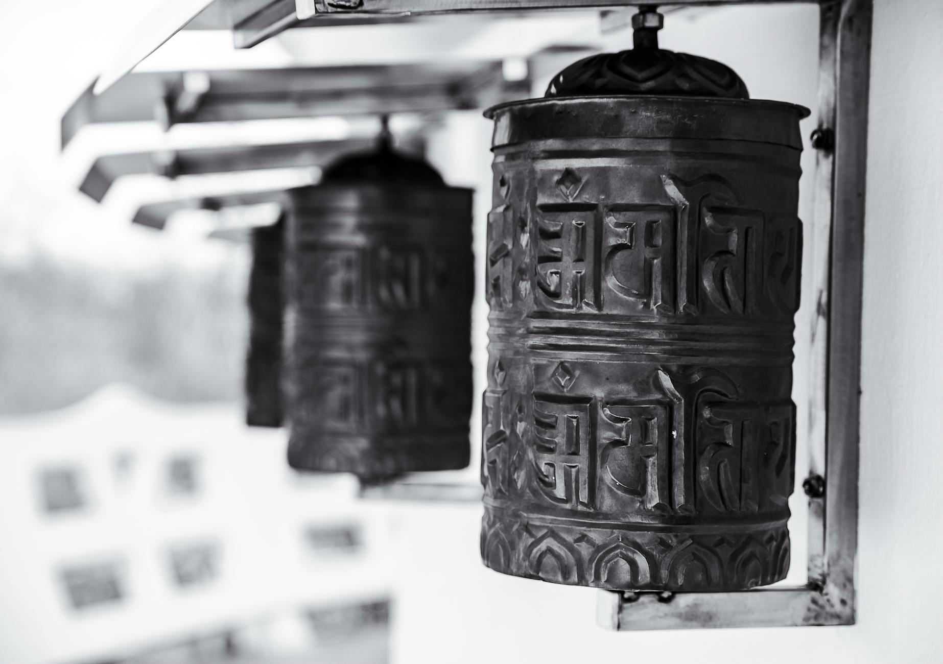 black steel bells in shallow photography