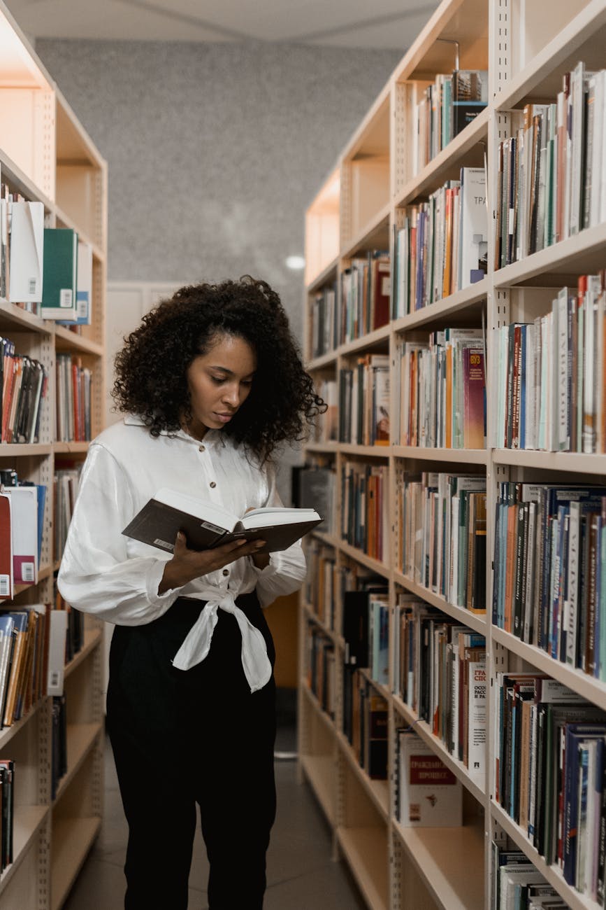 a woman reading a book