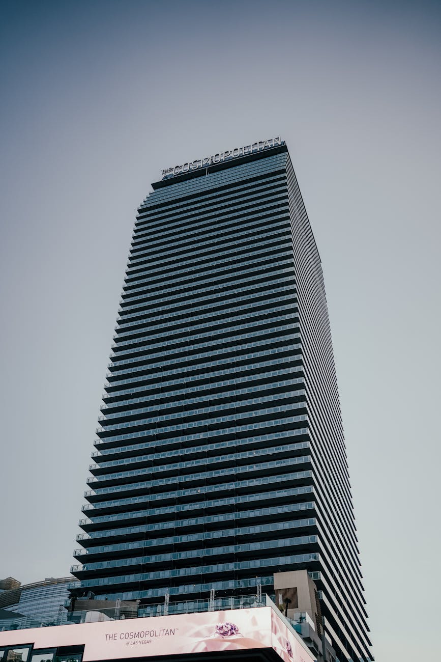 a tall building with a large sign on it