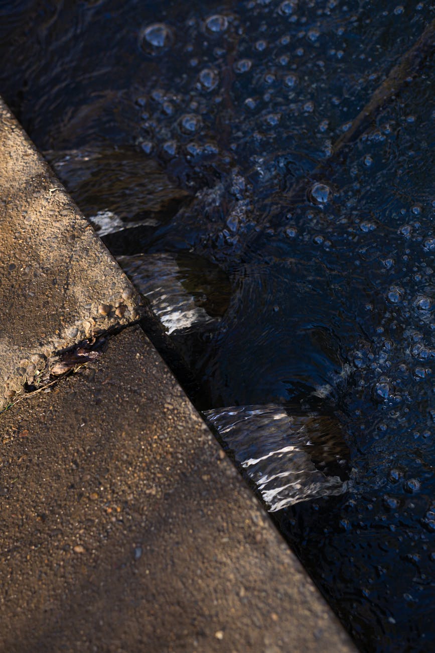 tilt view of a dam with water