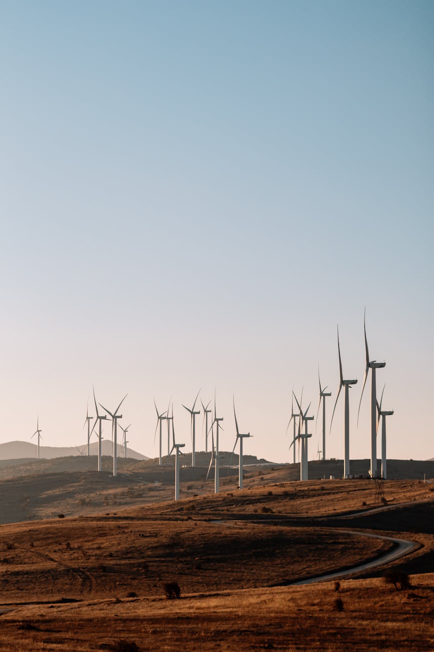 landscape with wind turbines