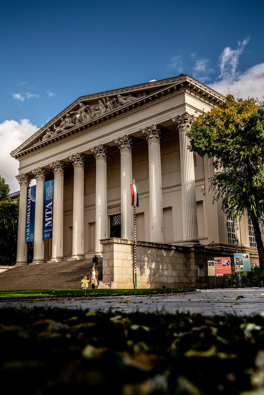 neoclassical architecture of hungarian museum in budapest