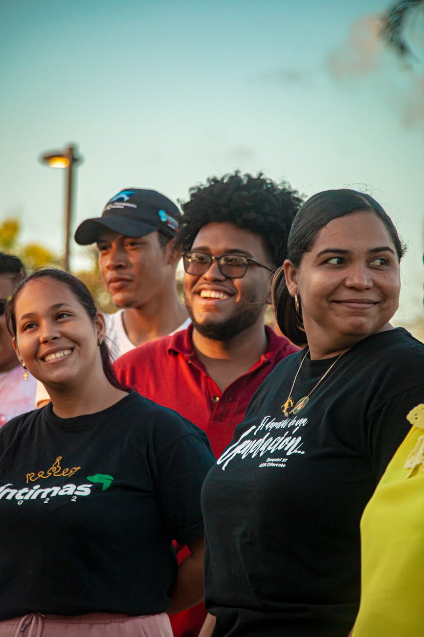 a group of young people smiling