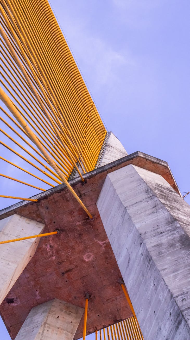 concrete pylons and steel cables of rio negro bridge in brazil