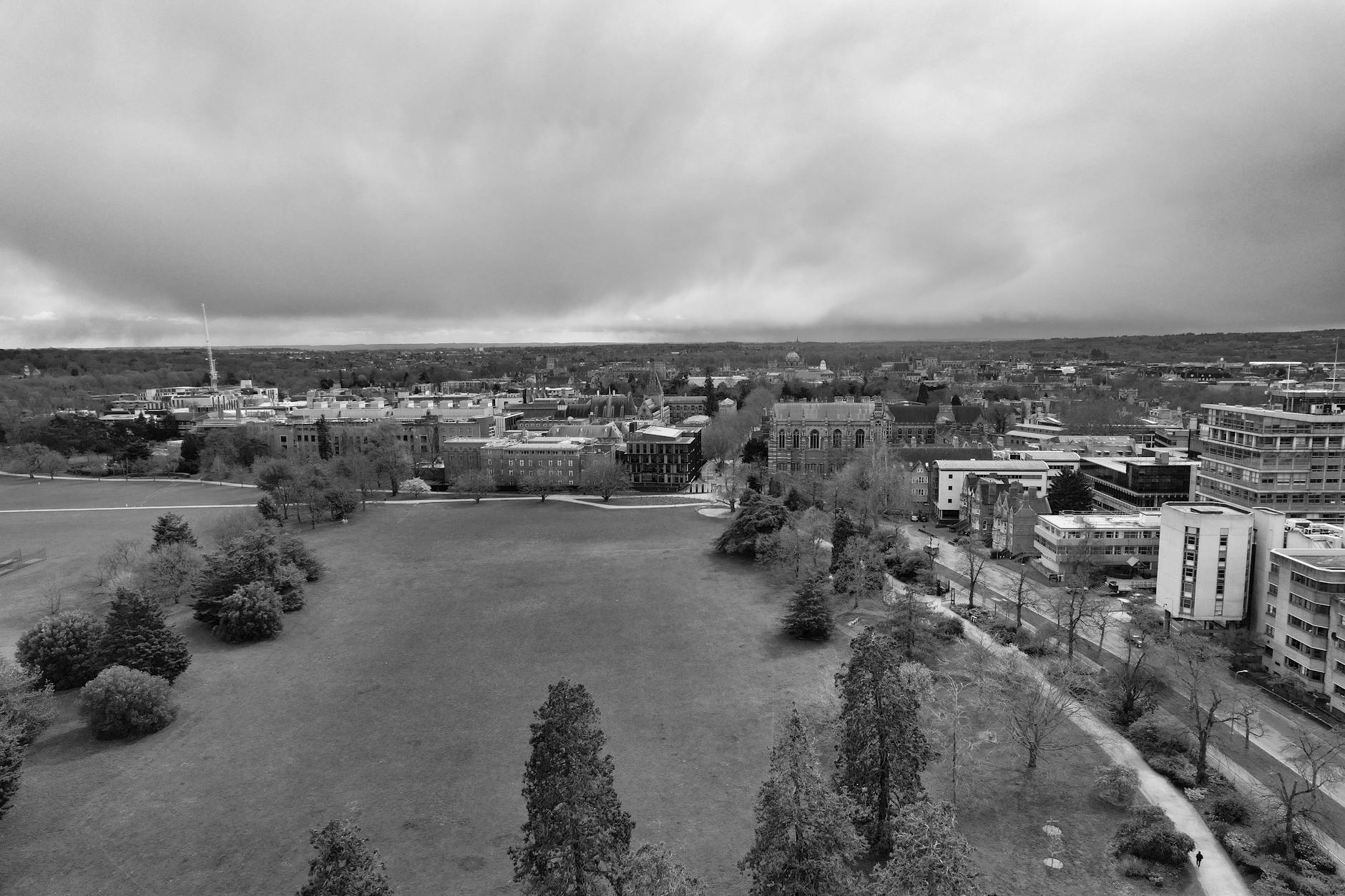 black and white cityscape