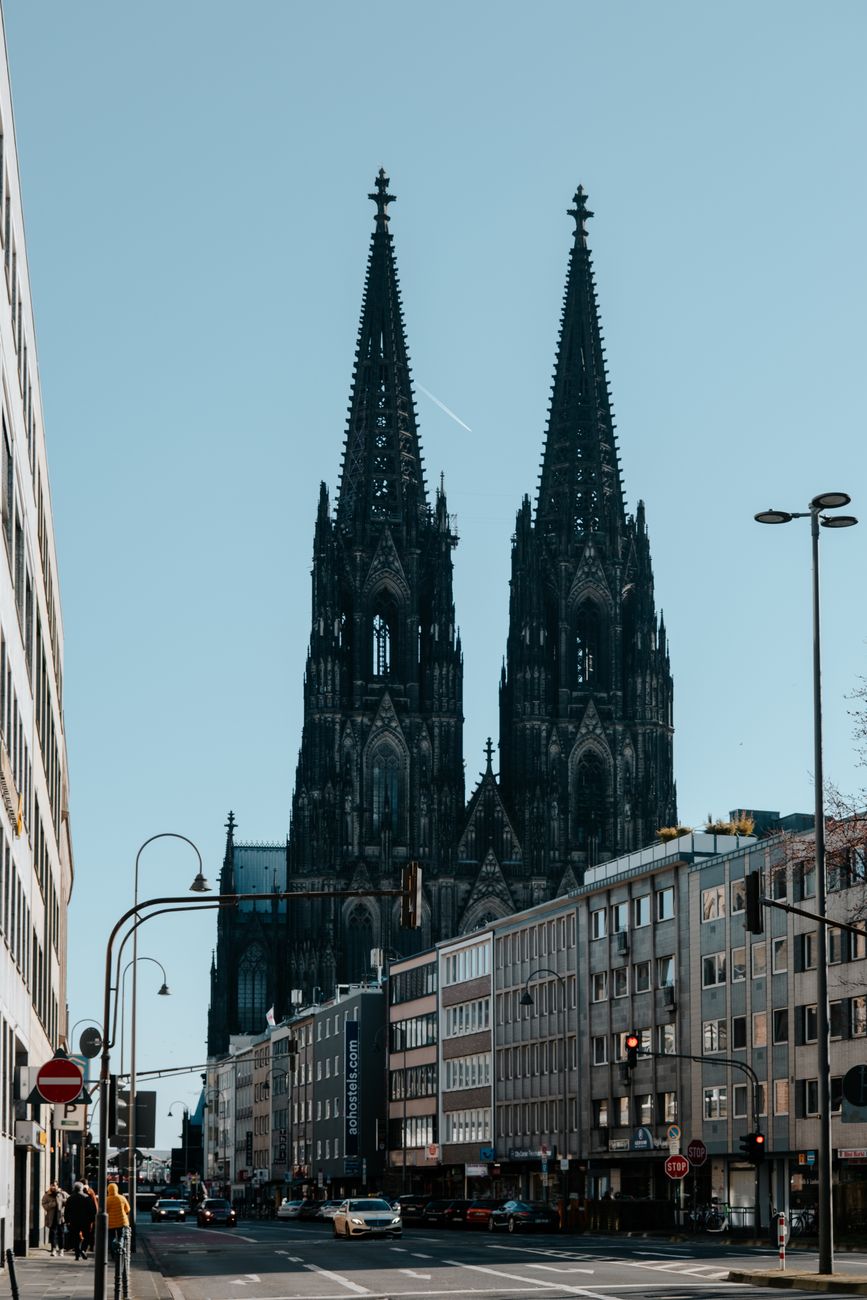 view of the cologne cathedral from the street