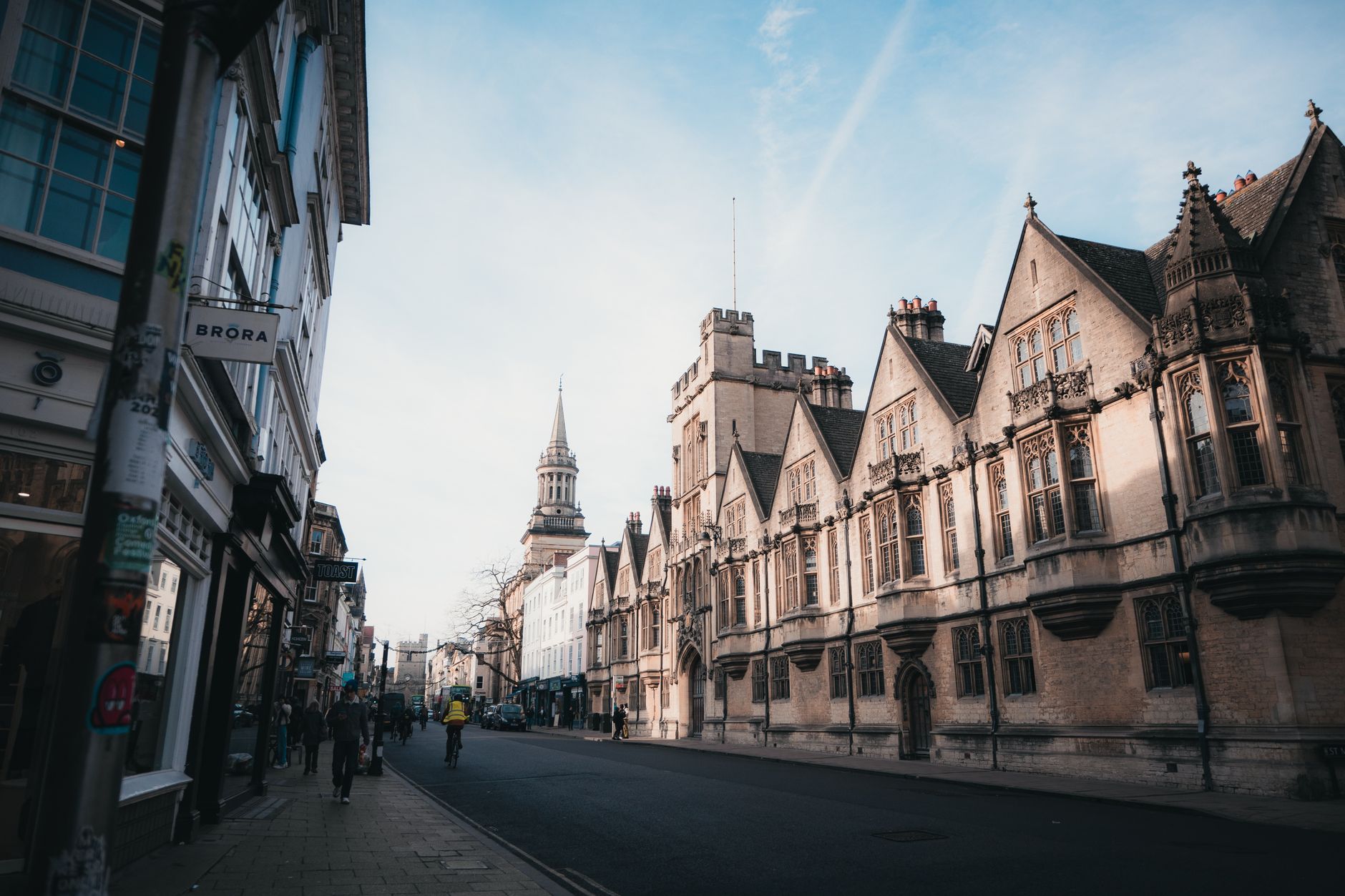 charming oxford street scene at sunrise