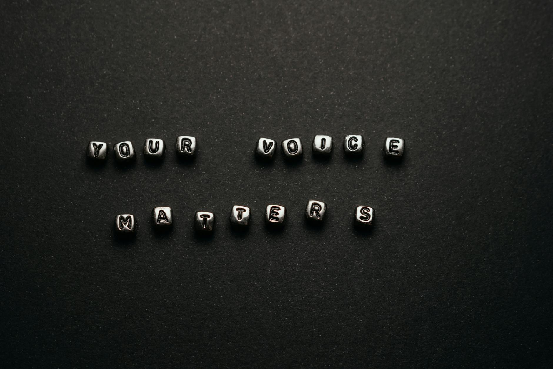 message spelled on letter cubes