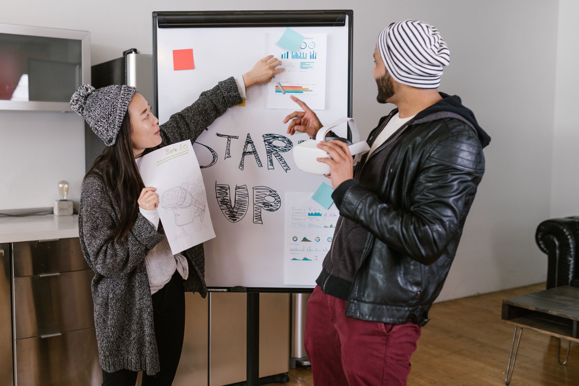 a man and woman having a presentation