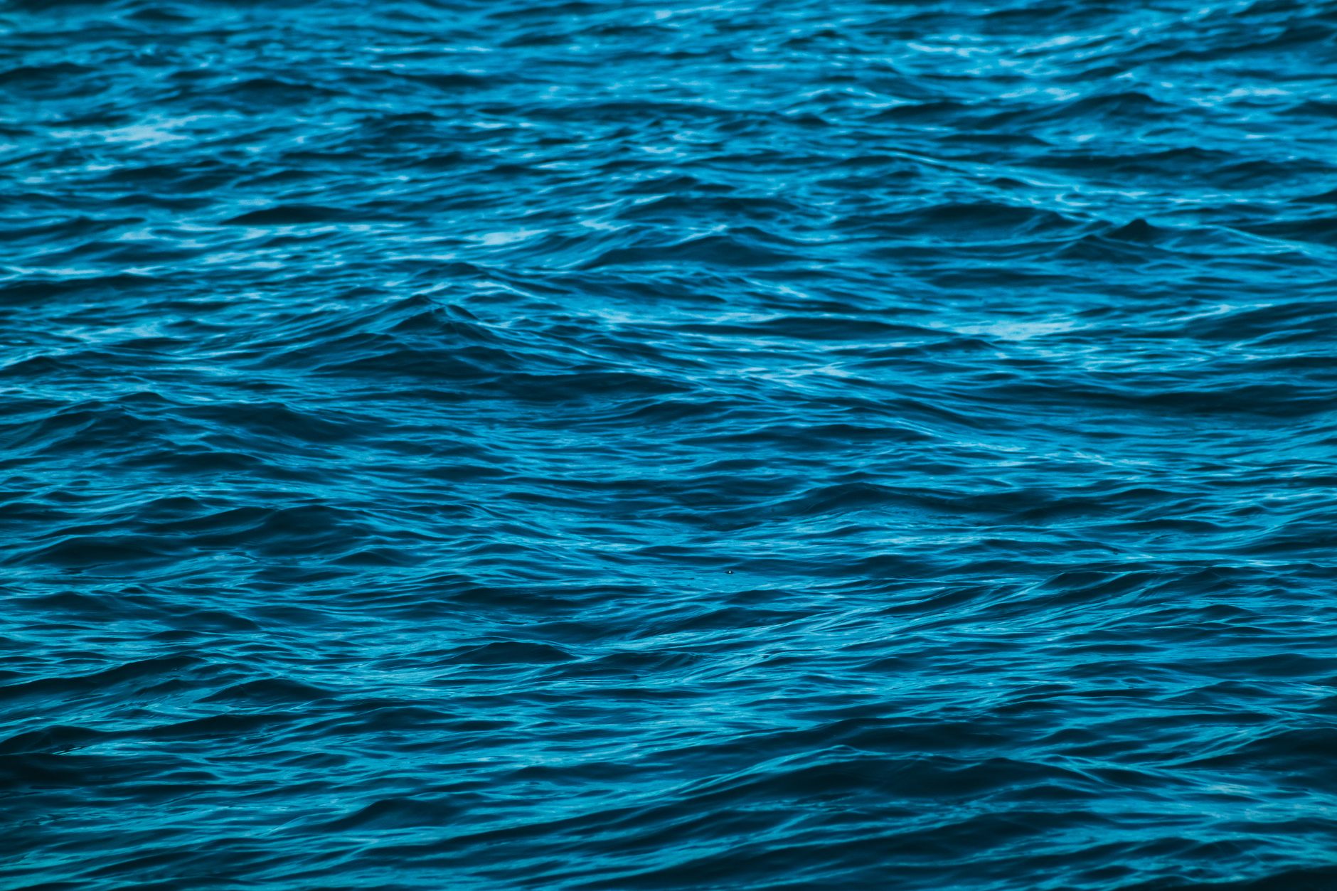 Close-up of the ocean's surface highlighting calm waves and blue water texture.