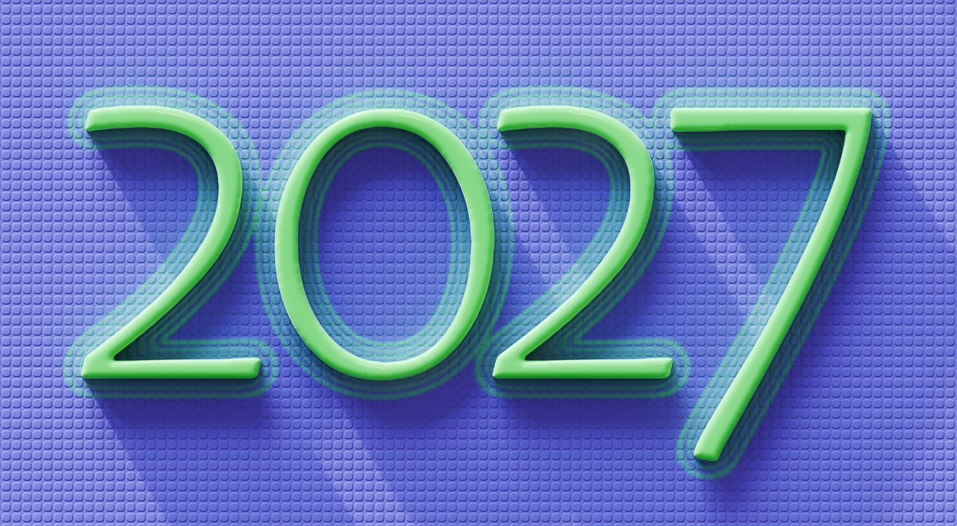 Colorful 3D typography featuring the year 2027 in a festive and modern style.